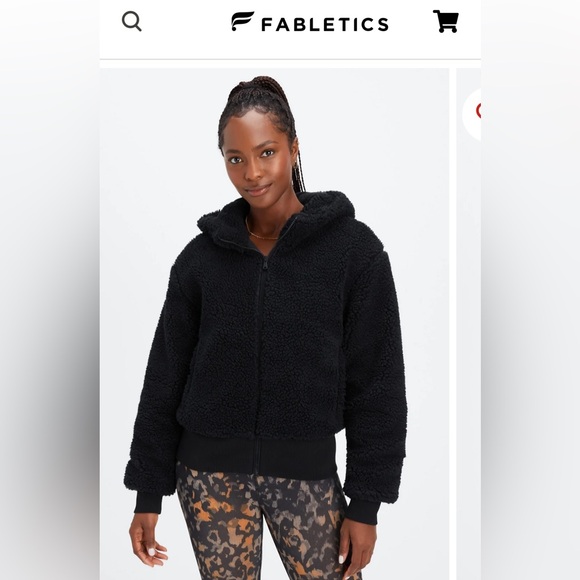 Fabletics Crop Sherpa Teddy Jacket - Picture 1 of 5